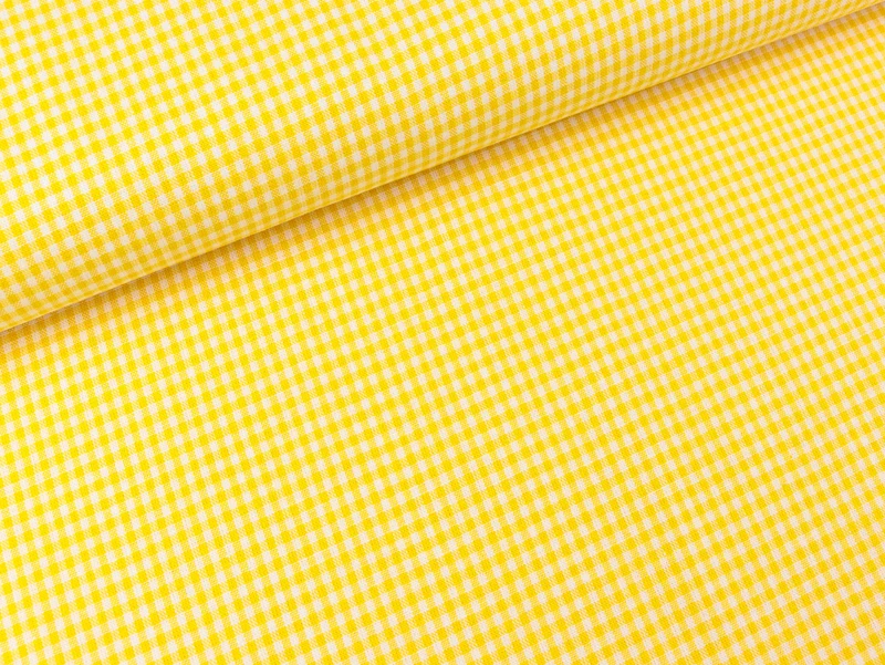 Baumwoll Webware Karo sonnengelb-weiß 2mm Karo