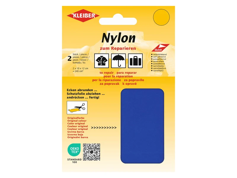 Kleiber 43043 Nylon-Flicken selbstklebend kornblau - 10 x 12cm - 2 Stück