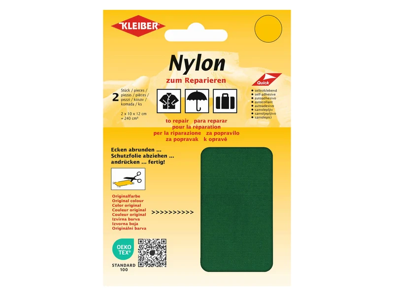 Kleiber 43040 Nylon-Flicken selbstklebend grün - 10 x 12cm - 2 Stück