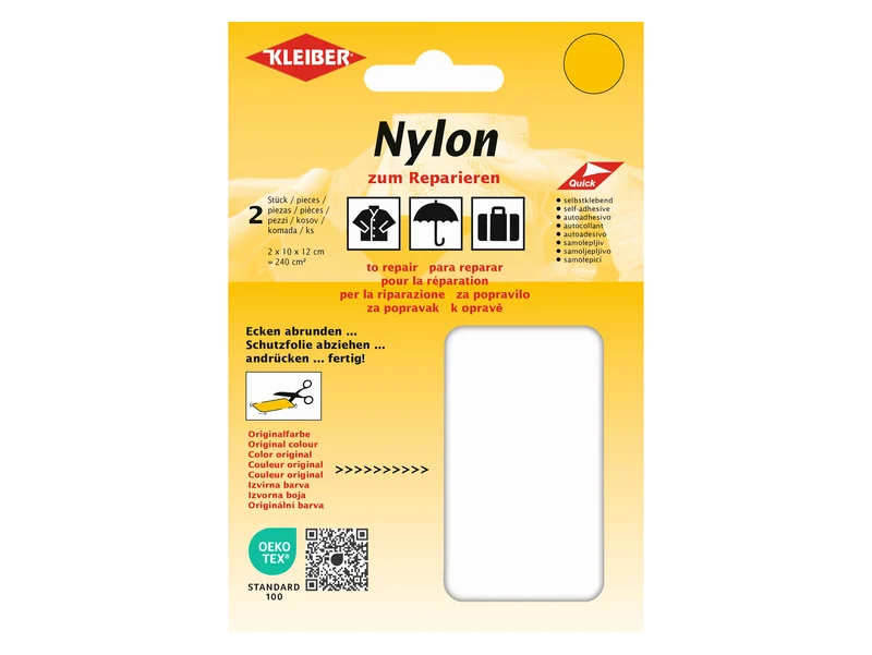 Kleiber 43034 Nylon-Flicken selbstklebend weiß - 10 x 12cm - 2 Stück
