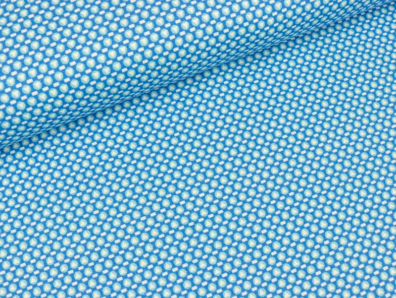 Reststück 14cm - Baumwolljersey Adele Dreiecke auf Blau