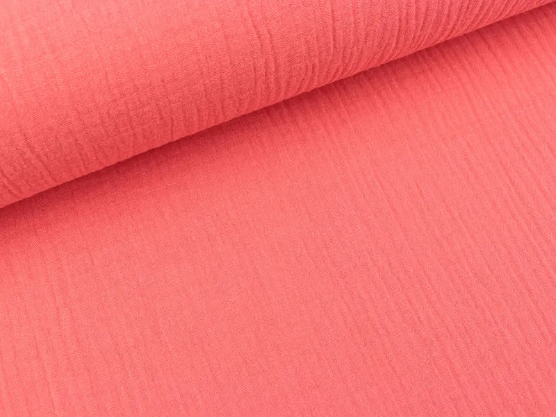 Reststück 20cm - Baumwoll Double Gauze coral uni