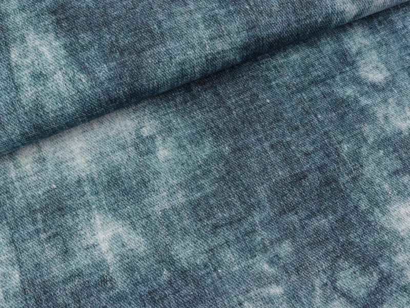 Reststück 41cm - Viskosejersey Phinchen Batikoptik jeansblau