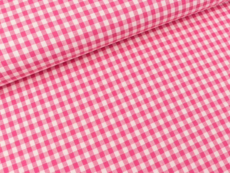 Baumwoll Webware Karo fuchsia-weiß 5mm Karo