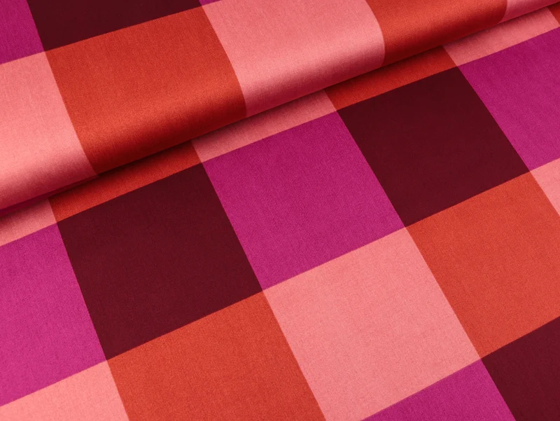 Reststück 30cm - Baumwollsatin Webware Large Gingham blush-bunt by Nerida Hansen