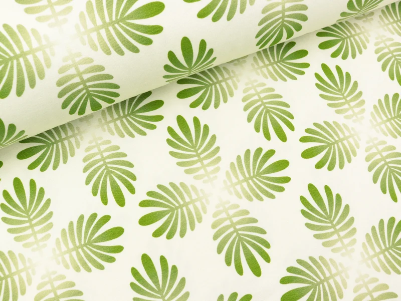 Reststück 49cm - Hamburger Liebe Baumwolljersey Check Point Leaf meringa-olivia