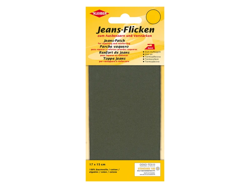 Kleiber 34208 Jeans-Flicken - zum Ausbessern und Verstärken - oliv - 17cm x 15cm