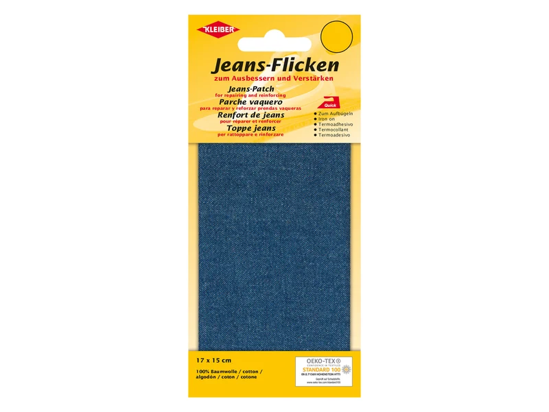 Kleiber 34203 Jeans-Flicken - zum Ausbessern und Verstärken - mittelblau - 17cm x 15cm