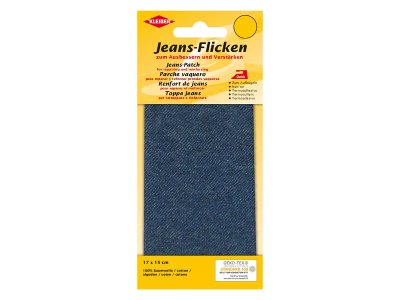 Kleiber 34201 Jeans-Flicken - zum Ausbessern und Verstärken - dunkelblau - 17cm x 15cm