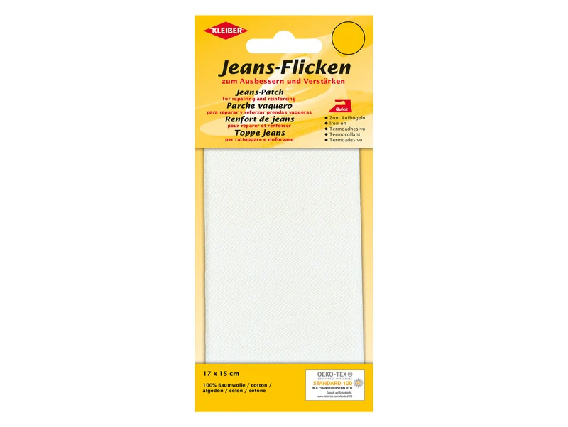 Kleiber 34202 Jeans-Flicken - zum Ausbessern und Verstärken - weiß - 17cm x 15cm