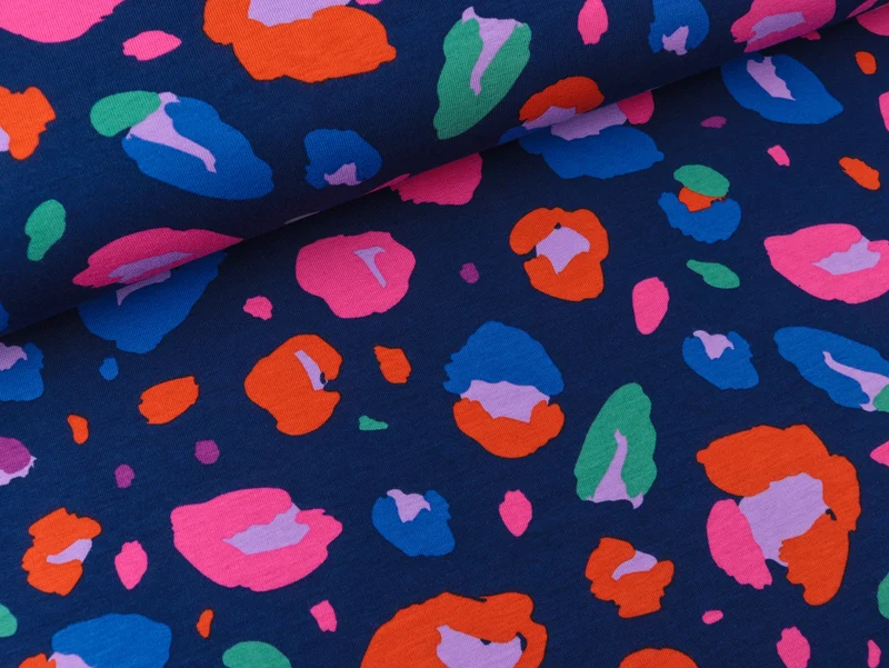 Baumwolljersey Animal navy-bunt by Nerida Hansen