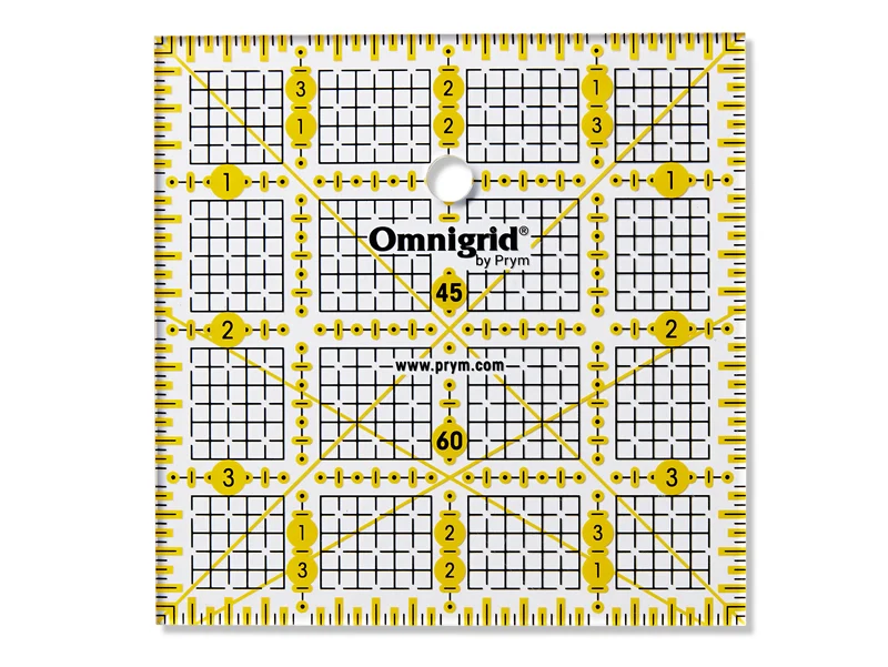 Prym 611472 Omnigrid Universal-Lineal 4 x 4 inch mit Lineal Fibel transparent