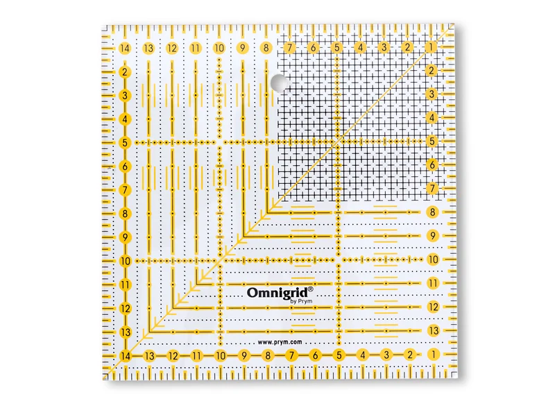 Prym 611306 Omnigrid Universal-Lineal 15 x 15cm mit Lineal Fibel transparent