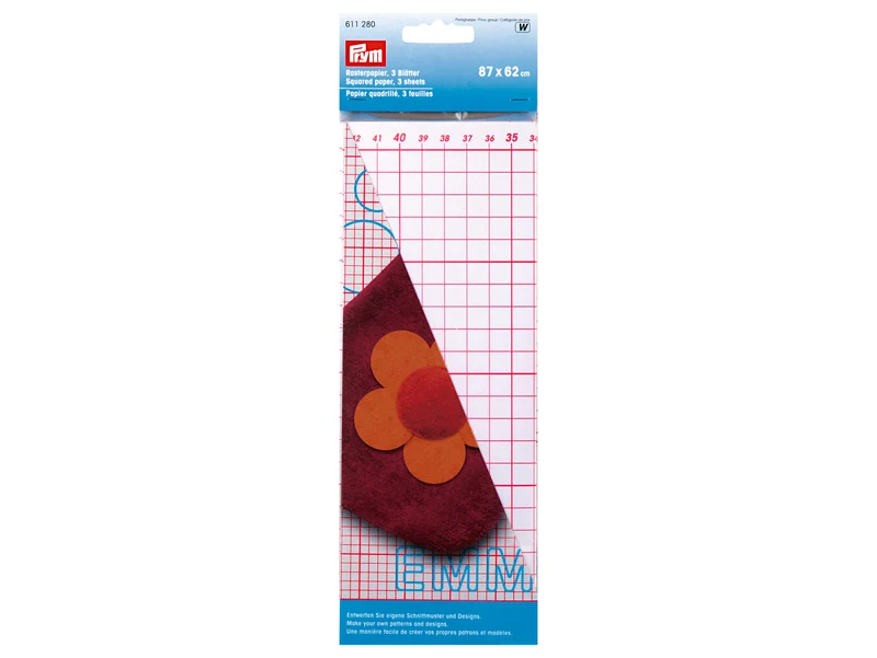 Prym 611280 Rasterpapier 87cm x 62cm - 3 Blätter