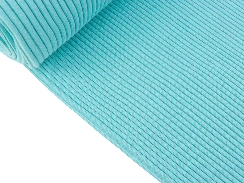 Reststück 42cm - Heavy Rib Bündchen ice blue uni Schlauchware