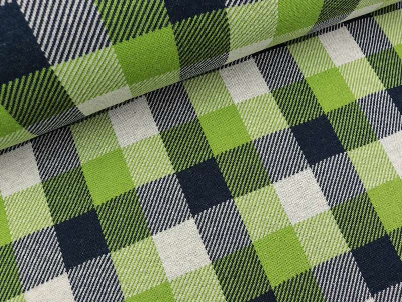 Reststück 27cm - Hamburger Liebe 3 Farb-Jacquardjersey Check Point Douglas olivia-blue navy-winterweiß