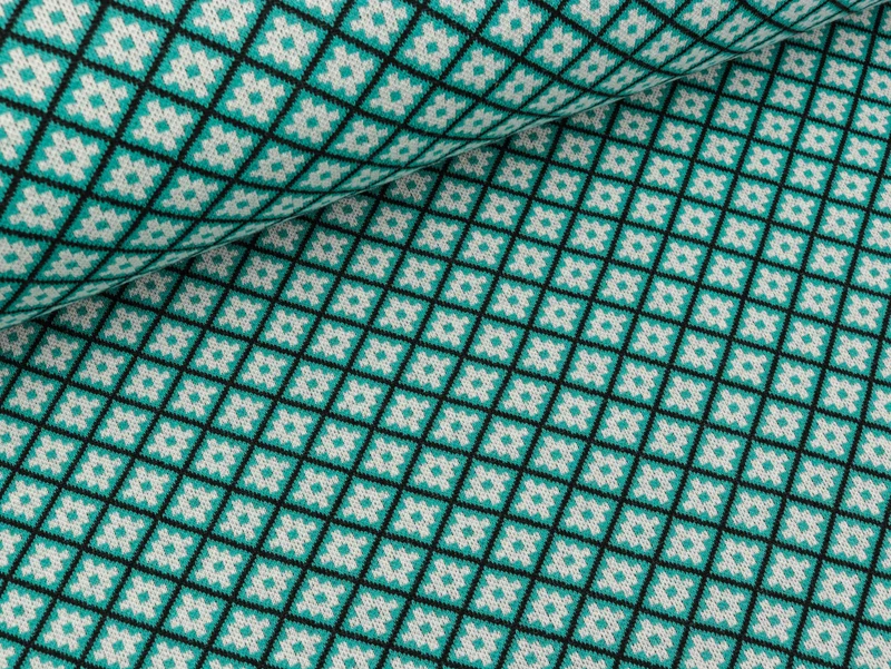 Reststück 8cm - Hamburger Liebe 3 Farb-Jacquardjersey Mono Ikat Mini caraibi