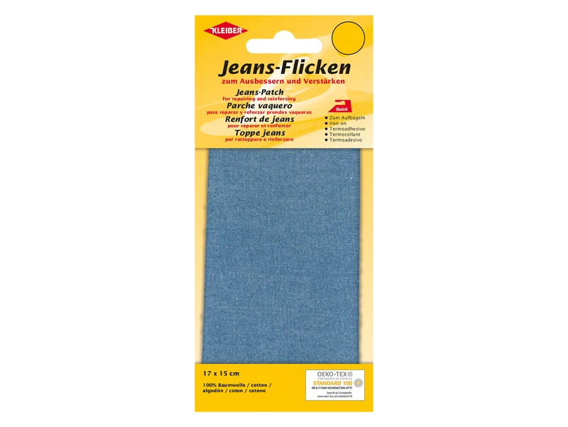 Kleiber 34204 Jeans-Flicken - zum Ausbessern und Verstärken - hellblau - 17cm x 15cm