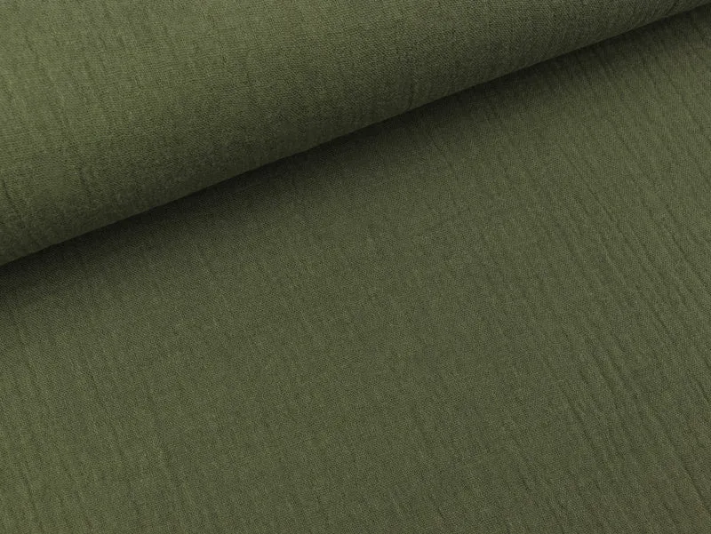 Reststück 21cm - Baumwoll Musselin Double Gauze Bambino khaki uni