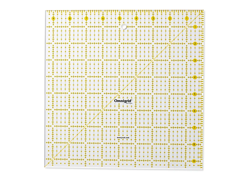 Prym 611480 Omnigrid Universal-Lineal 9,5 x 9,5 inch mit Lineal Fibel transparent