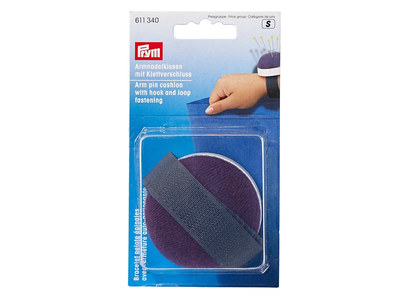 Prym 611340 Armnadelkissen Profi mit Klettverschluss pflaumenblau - weiß - blau