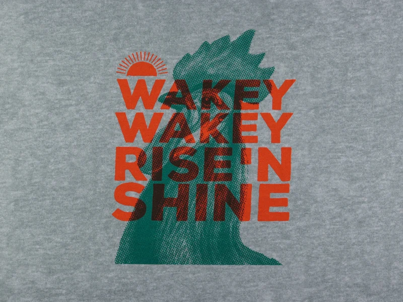 Baumwolljersey Wakey Wakey Rise'n Shine grau meliert-bunt Panel 64cm