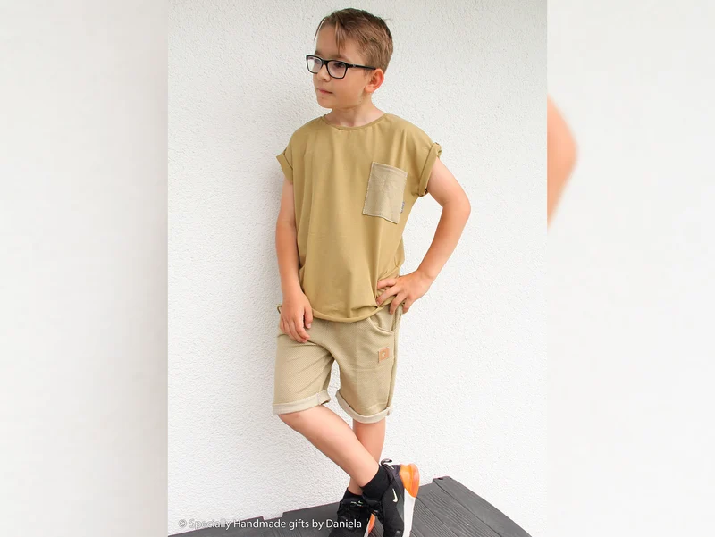 Reststück 50cm - Jacquard Jersey Leroy goldgelb-creme