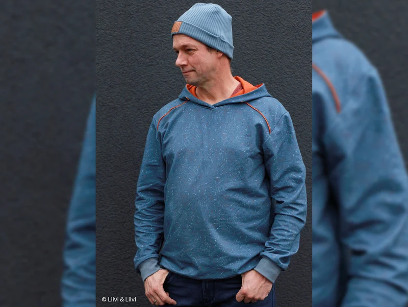 French Terry Raindance bunt auf Jeansblau by Lila Lotta