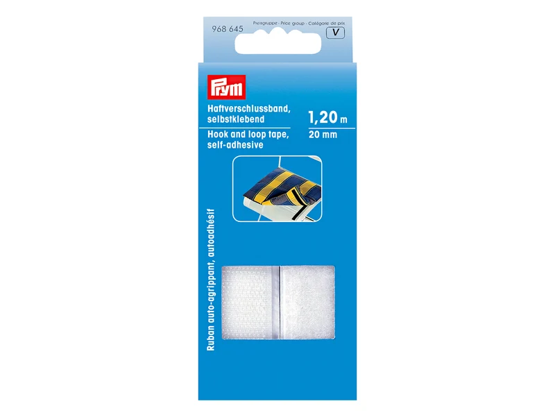 Prym 968645 Haftverschlussband 1,2m x 20mm selbstklebend weiß