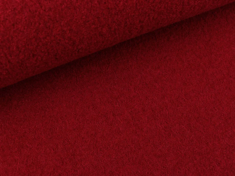 Reststück 31cm - Gekochte Wolle Naomi burgundy uni Wollwalk