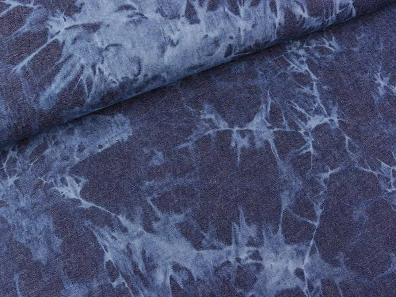 Leichter Jeansstoff Chambray Tie Dye Denim uni im Batiklook