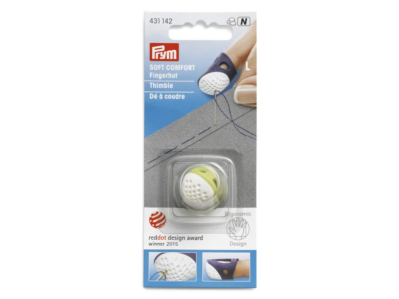 Prym 431142 Fingerhut Ergonomics soft comfort L hellgrün - weiß