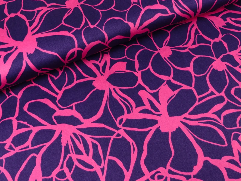Baumwollsatin Webware Magnolia dark purple-pink by Nerida Hansen