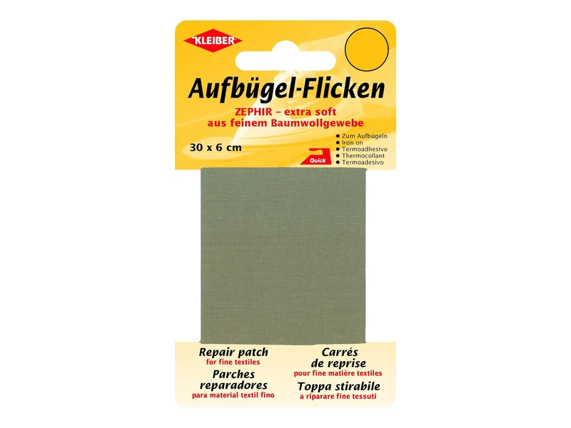 Kleiber 31003 Aufbügel-Flicken ZEPHIR - extra soft aus feinem Baumwollgewebe beige - 30cm x 6cm