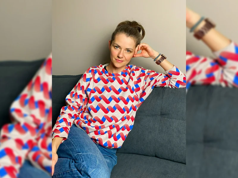 Hamburger Liebe Jacquard BLING BLING Up and Down winterweiß-flamme-bluette-kupfer Farbverlauf