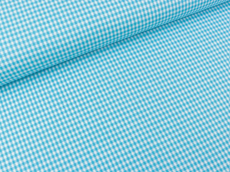 Baumwoll Webware Karo aqua-weiß 2mm Karo
