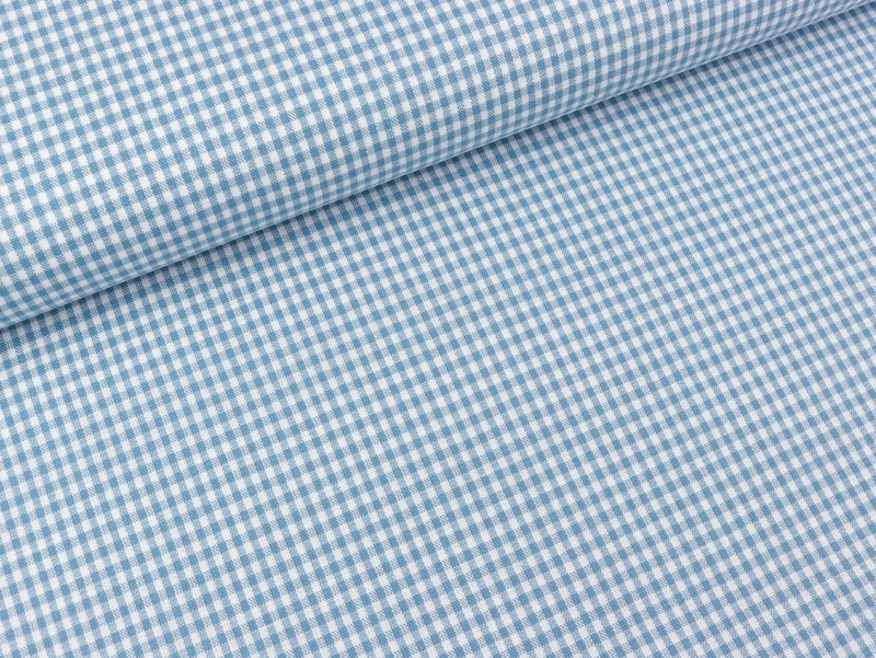 Baumwoll Webware Karo dusty blue-weiß 2mm Karo