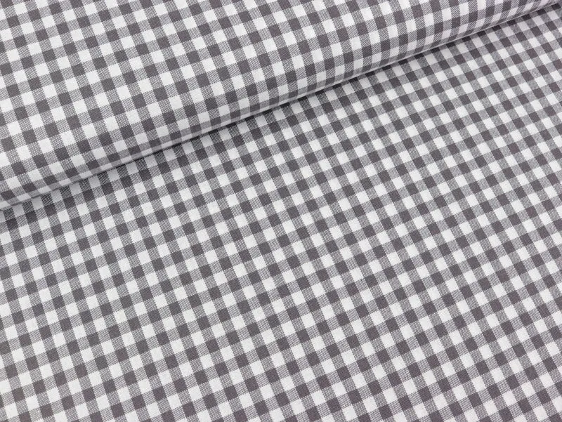 Baumwoll Webware Karo dunkelgrau-weiß 5mm Karo