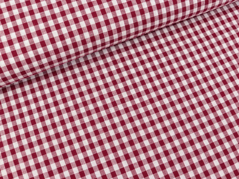 Baumwoll Webware Karo bordeaux-weiß 5mm Karo
