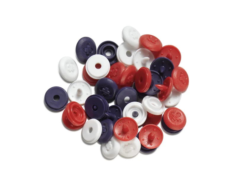 Prym Love 393603 Nähfrei Druckknöpfe Color Snaps Mini 9mm Annähoptik weiß, rot, marine - 36 Stück