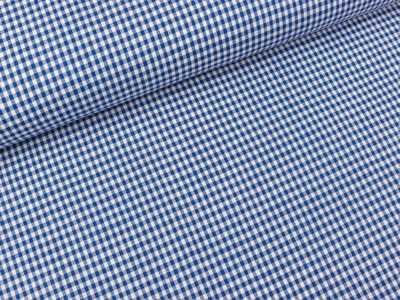 Baumwoll Webware Karo royalblau-weiß 2mm Karo