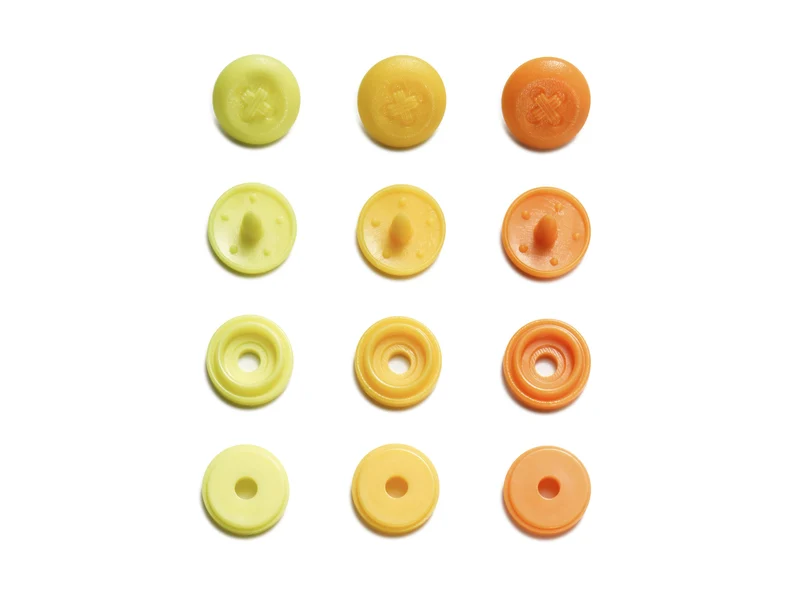 Prym Love 393602 Nähfrei Druckknöpfe Color Snaps Mini 9mm Annähoptik hellgelb, gelb, orange - 36 Stück
