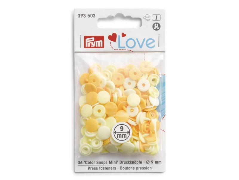 Prym Love 393503 Nähfrei Druckknöpfe Color Snaps Mini 9mm gelb, hellgelb, perle - 36 Stück