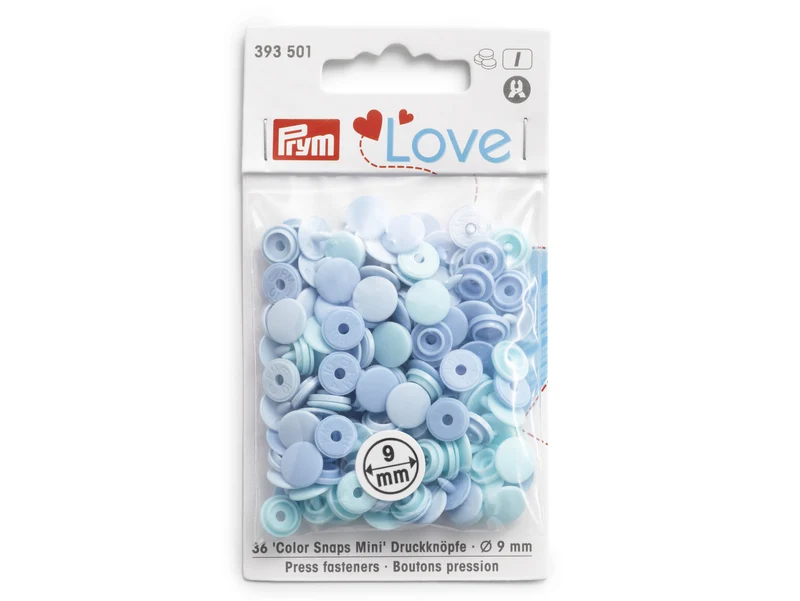 Prym Love 393501 Nähfrei Druckknöpfe Color Snaps Mini 9mm helltürkis, blau, hellblau - 36 Stück