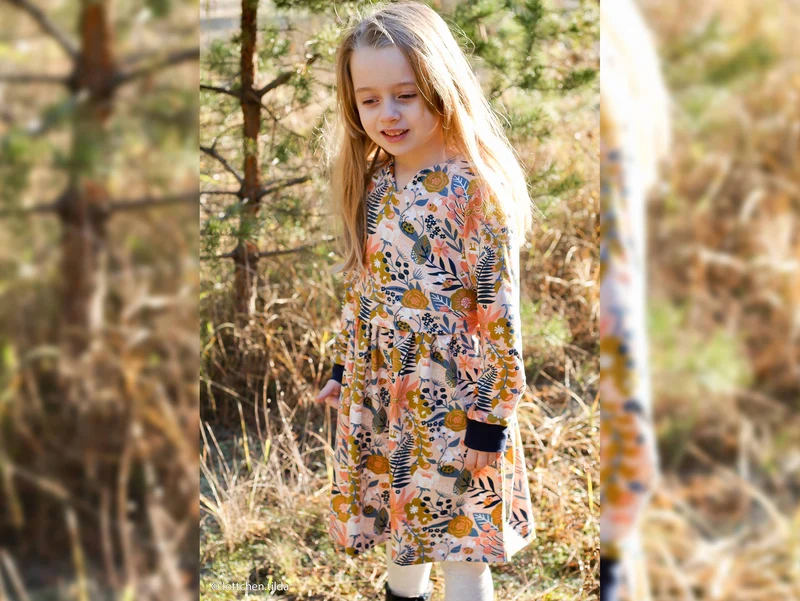Baumwolljersey I Like Flowers apricot-ocker by Käselotti