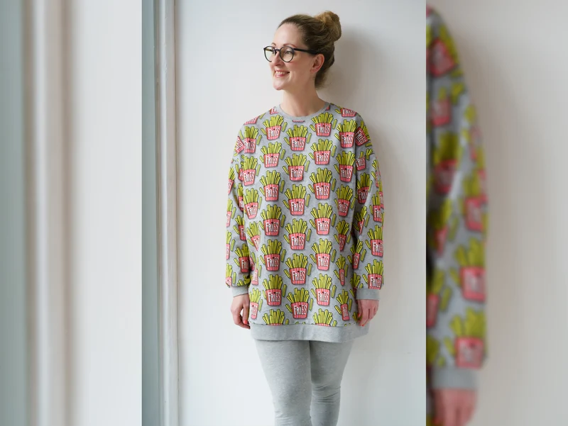 Hamburger Liebe Classic No.1 Baumwollsweat OMG Fries mittelgrau meliert-bunt
