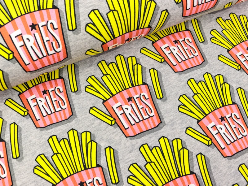 Hamburger Liebe Classic No.1 Baumwolljersey OMG Fries mittelgrau meliert-bunt