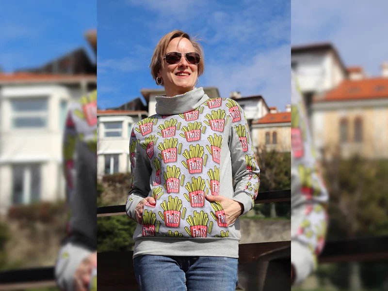 Hamburger Liebe Classic No.1 Baumwolljersey OMG Fries mittelgrau meliert-bunt
