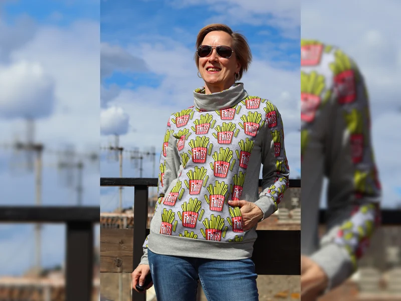 Hamburger Liebe Classic No.1 Baumwolljersey OMG Fries mittelgrau meliert-bunt