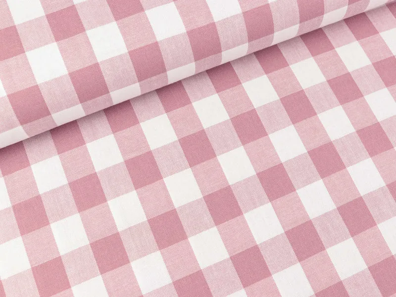 Baumwoll Webware Karo old rose-weiß 2cm Karo